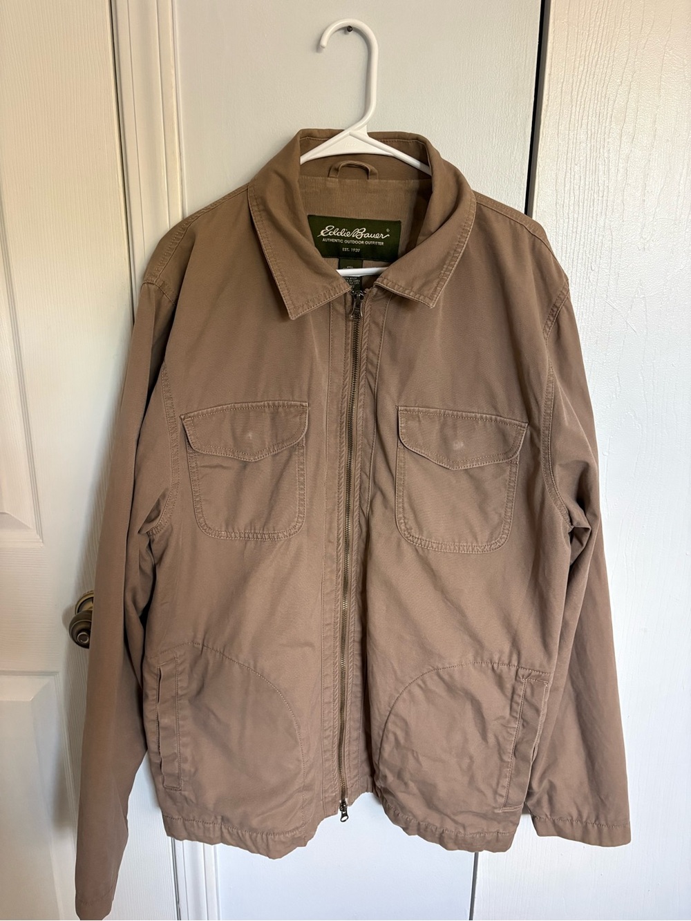 Eddie Bauer Men's Tan Zip-Front Shirt Jacket